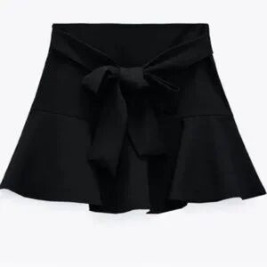 Zara Black Flared Skort with Bow NWT